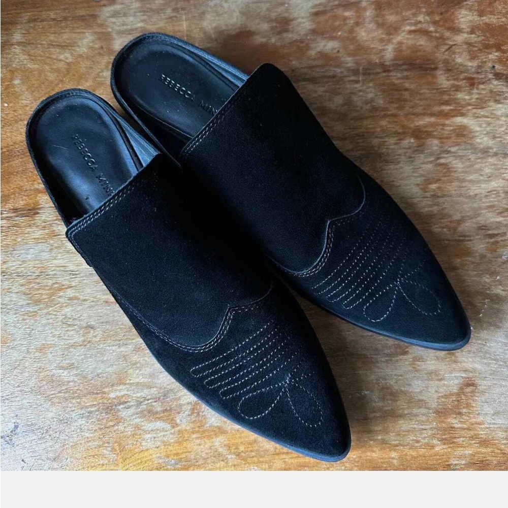 Rebecca Minkoff Black Textured Mules